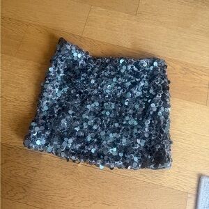 superdown Sparkling Sequin Mini Skirt - Silver/ blue hints